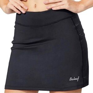 BALEAF Tennis Skirt Golf Athletic with Shorts Pockets Running Workout Black Sz M